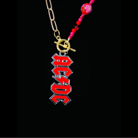 AC/DC Red Pendant Necklace - Picture 1 of 2